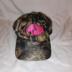 Mossy Oak Camo Baseball Cap with Pink Logo